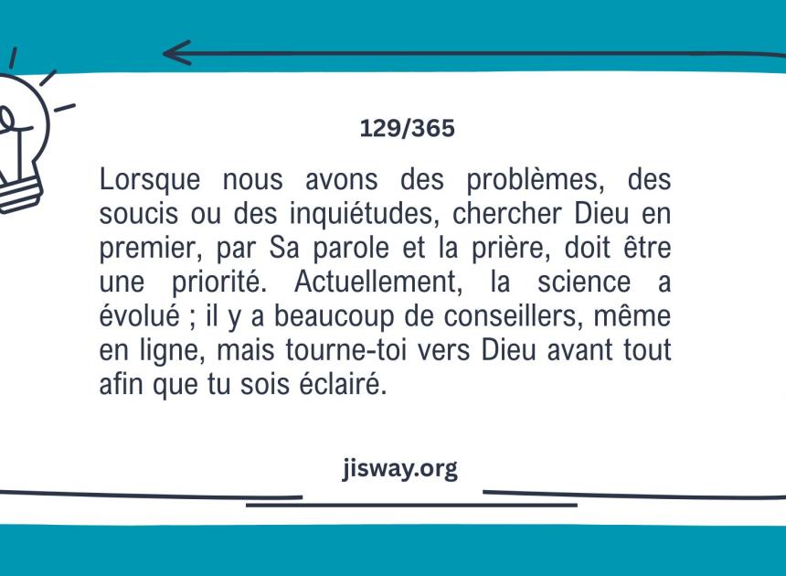 Avant les conseils du monde, écoute la voix de Dieu.