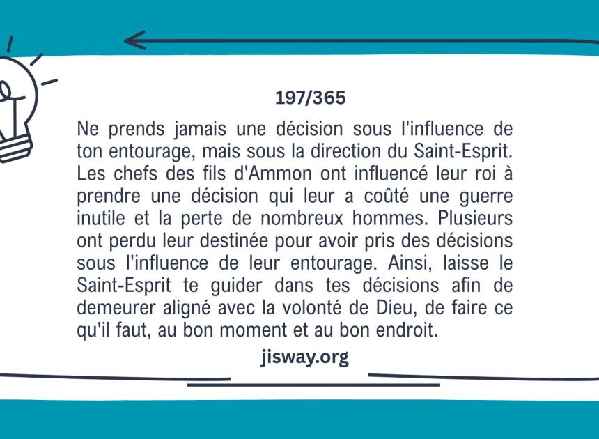 Décide selon la voix de Dieu, non selon celle de la foule.