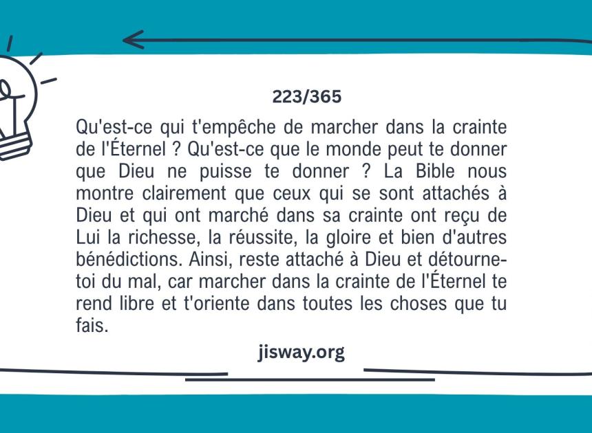 La crainte de Dieu ouvre la voie à la réussite.