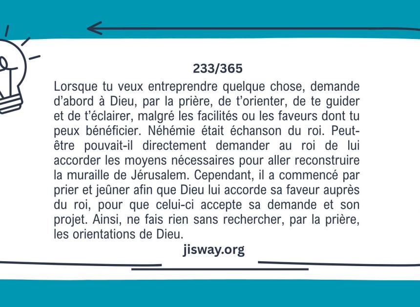 Comme Néhémie, cherche d’abord Dieu avant de solliciter les hommes.